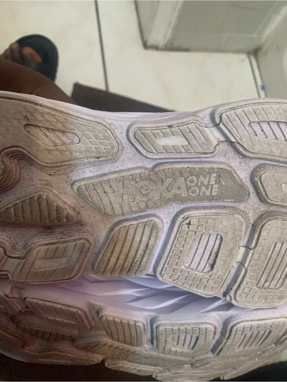 Hoka One One White and Gray Running Sneaker Inner View
